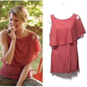 Anthropologie Baraschi Rose/Pink Cutaway Cape Top